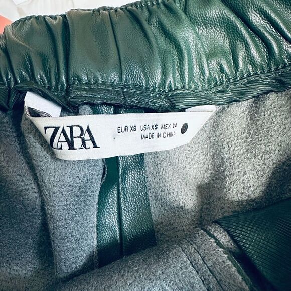 Zara Green Faux Leather Mobwife The Weekender Tie Waist Crop Pants - Picture 9 of 12